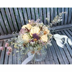 Sale Brautstrauss Boho asymmetrisch Blumenstrauss aus ungespritzten getrockneten Rosen, Eukalyptus,etc. (teils Bio-Trocke Brautschmuck