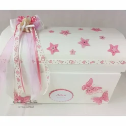 Clearance Briefbox Truhe Geburt Taufe Baby Rosa Erinnerungen Geschenke