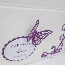 Geschenke|CreativAnita Briefbox Truhe SCHMETTERLINGE VIOLETT Kommunion