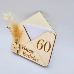Briefumschlag Holz | Geschenk zum Geburtstag | Holzumschlag | Runder Geburtstag | Wunscherfüller | Gutschein Karte Glückwunschkarten