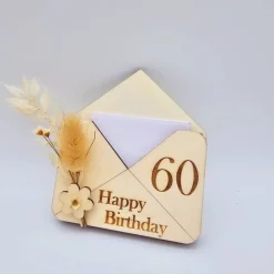Briefumschlag Holz | Geschenk zum Geburtstag | Holzumschlag | Runder Geburtstag | Wunscherfüller | Gutschein Karte Glückwunschkarten