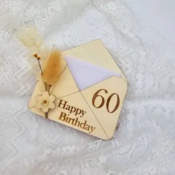 Briefumschlag Holz | Geschenk zum Geburtstag | Holzumschlag | Runder Geburtstag | Wunscherfüller | Gutschein Karte Glückwunschkarten