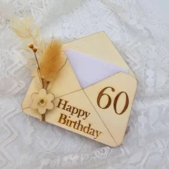 Briefumschlag Holz | Geschenk zum Geburtstag | Holzumschlag | Runder Geburtstag | Wunscherfüller | Gutschein Karte Glückwunschkarten
