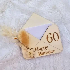 Briefumschlag Holz | Geschenk zum Geburtstag | Holzumschlag | Runder Geburtstag | Wunscherfüller | Gutschein Karte Glückwunschkarten