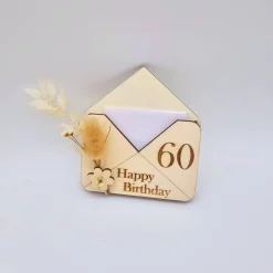 Briefumschlag Holz | Geschenk zum Geburtstag | Holzumschlag | Runder Geburtstag | Wunscherfüller | Gutschein Karte Glückwunschkarten