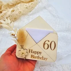 Briefumschlag Holz | Geschenk zum Geburtstag | Holzumschlag | Runder Geburtstag | Wunscherfüller | Gutschein Karte Glückwunschkarten