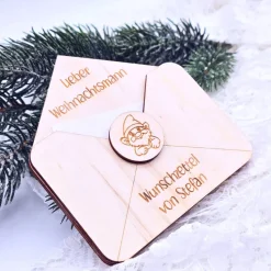 Sale Briefumschlag Holz | Wunschzettel Weihnachten | Holzumschlag | Weihnachtsbrief | Gutschein Christkind | Weihnachtmann Weihnachtsdeko