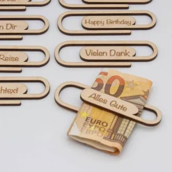 Discount Büroklammer aus Holz zum Geld verschenken, kleines Geldgeschenk Geldgeschenke