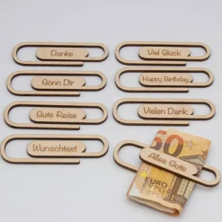 Discount Büroklammer aus Holz zum Geld verschenken, kleines Geldgeschenk Geldgeschenke
