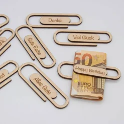Discount Büroklammer aus Holz zum Geld verschenken, kleines Geldgeschenk Geldgeschenke