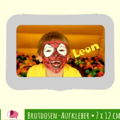 Outlet Brotdosen - Aufkleber | personalisierbar mit eigenem Foto - großer Namensaufkleber Kinder Einschulung