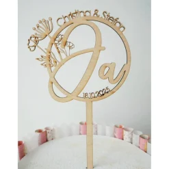 Clearance Cake Topper zur Hochzeit | JA | Floral | Personalisierung möglich Tortendekoration