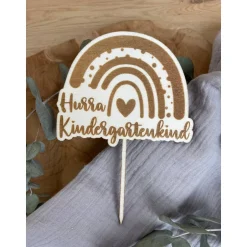 Glückwunschkarten|MultiManufaktur Caketopper "Hurra Kindergartenkind" / Kuchendeko Regenbogen Kindergarten