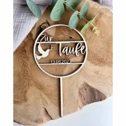 Clearance Caketopper zur Taufe / Kuchendeko personalisiert mit Datum und Taube / Cake Topper Geschenke