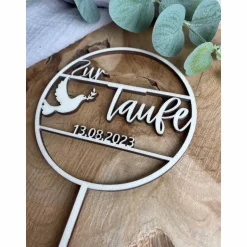 Clearance Caketopper zur Taufe / Kuchendeko personalisiert mit Datum und Taube / Cake Topper Geschenke