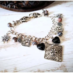 Discount Charivari , Kette, Ohrringe fürs Dirndl, Dirnd- Schmuck, Glasherz Trachtenschmuck