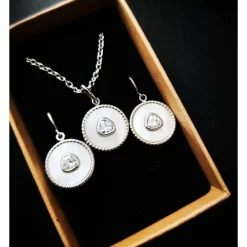 Clearance Charivari aus Edelstahl, Dirnd- Schmuck,Trachten, Jade weiss Trachtenschmuck