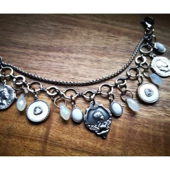 Clearance Charivari aus Edelstahl, Dirnd- Schmuck,Trachten, Jade weiss Trachtenschmuck