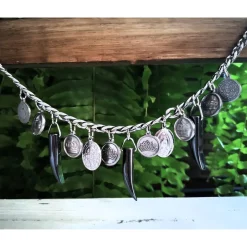 Charivari aus Edelstahl, Dirnd- Schmuck,Trachten, Hochzeit, Hämatit Trachtenschmuck