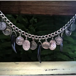 Charivari aus Edelstahl, Dirnd- Schmuck,Trachten, Hochzeit, Hämatit Trachtenschmuck