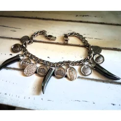 Charivari aus Edelstahl, Dirnd- Schmuck,Trachten, Hochzeit, Hämatit Trachtenschmuck