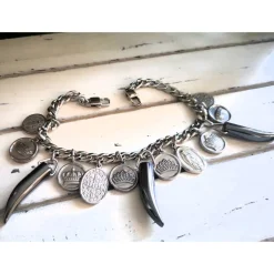 Charivari aus Edelstahl, Dirnd- Schmuck,Trachten, Hochzeit, Hämatit Trachtenschmuck