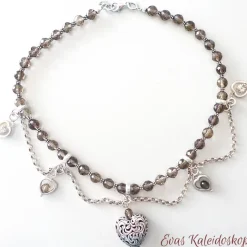 Discount Charivari für den Hals - aufwändige Trachtenkette aus Rauchquarz und Silber Trachtenschmuck