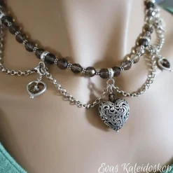 Discount Charivari für den Hals - aufwändige Trachtenkette aus Rauchquarz und Silber Trachtenschmuck