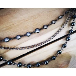 Charivari  fürs Dirndl,  Dirnd- Schmuck,  gunkelndes Glas und Hämatit Trachtenschmuck