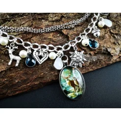 Trachtenschmuck|Tinas Schmucktruhe Charivari Kette fürs Dirndl,  Dirnd- Schmuck, Accessoire, Fest ,Trachten, Hochzeit, weiß-smaragd