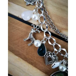 Trachtenschmuck|Tinas Schmucktruhe Charivari Kette fürs Dirndl,  Dirnd- Schmuck, Accessoire, Fest ,Trachten, Hochzeit, weiß-smaragd