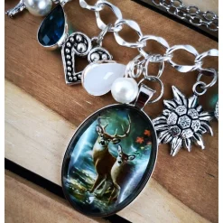 Trachtenschmuck|Tinas Schmucktruhe Charivari Kette fürs Dirndl,  Dirnd- Schmuck, Accessoire, Fest ,Trachten, Hochzeit, weiß-smaragd
