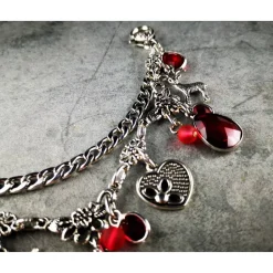 Discount Charivari Kette fürs Dirndl,  Dirnd- Schmuck, Accessoire, Fest ,Trachten, Hochzeit, silber-rot Trachtenschmuck