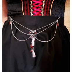 Discount Charivari Kette fürs Dirndl,  Dirnd- Schmuck, Accessoire, Fest ,Trachten, Hochzeit, Quaste rosa Trachtenschmuck