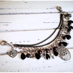 Trachtenschmuck|Tinas Schmucktruhe Charivari Kette fürs Dirndl,  Dirnd- Schmuck, Accessoire, Fest ,Trachten, Hochzeit, silber-schwarz