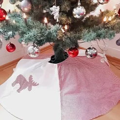 Weihnachtsbaumdecken|Afrosteff Christbaumdecke genäht, Weihnachtsbaumdecke rund XL  in rot und weiß kariert