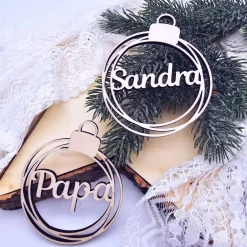 Geschenkeanhänger|Zauberhaft & Wunderbar Christbaumkugel aus Holz personalisierbar | Geschenkanhänger Weihnachten | Weihnachtskugel personalisiert