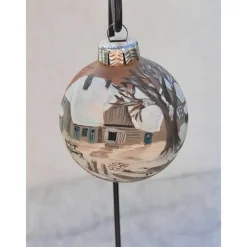 Sale Christbaumkugel/ Weihnachtskugel aus Glas 6cm mit wunderschönem winterlichen Landschaftsmotiv Baumschmuck
