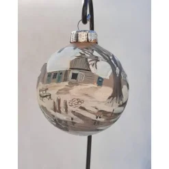 Sale Christbaumkugel/ Weihnachtskugel aus Glas 6cm mit wunderschönem winterlichen Landschaftsmotiv Baumschmuck