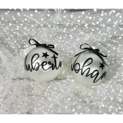 Discount Christbaumkugeln / Weihnachtskugeln 8 cm personalisiert - mit Stern, Herz oder Pfotenherz über dem Namen Baumschmuck Personalisierbar