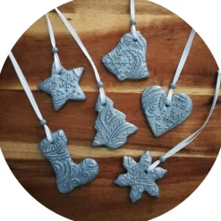 Baumschmuck|dbUniques Christbaumschmuck 6 Anhänger Weihnachten | silber grau weiß | 5 -5,5 cm