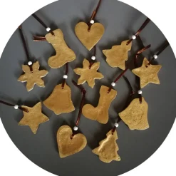 Best Christbaumschmuck 12 Anhänger Weihnachten | gold braun weiß | 5 -5,5 cm Baumschmuck