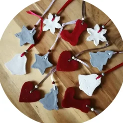 Baumschmuck|dbUniques Christbaumschmuck 12 Anhänger Weihnachten | rot weiß grau | 5 -5,5 cm