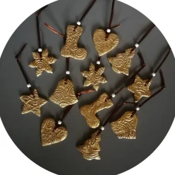 Outlet Christbaumschmuck 12 Anhänger Weihnachten | gold braun weiß | 5 -5,5 cm Geschenkeanhänger