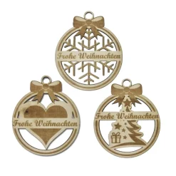 New Christbaumschmuck Personalisierbar - Weihnachtsschmuck mit Namen aus Holz - Schneeflocke,Herz oder Weihnachtsbaum Baumschmuck Personalisierbar