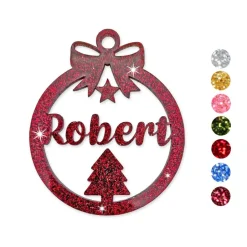 Hot Christbaumschmuck Personalisierbar - glitzer Weihnachtsschmuck mit Namen - Acrylglas - Christbaumkugeln - Christbaum Baumschmuck Personalisierbar