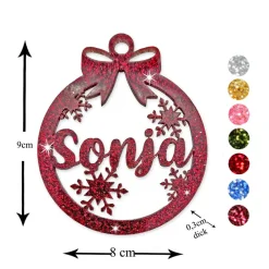 Sale Christbaumschmuck Personalisierbar - glitzer Weihnachtsschmuck mit Namen - Acrylglas - Christbaumkugeln - Schneeflocken Baumschmuck Personalisierbar