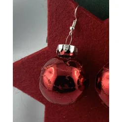Clearance 3cm rote glänzende Weihnachtskugel-Ohrringe "X-Mas" Glitzerornament * Weihnachtsohrringe * Weihnachtskugelohrrin Weihnachtsaccessoires