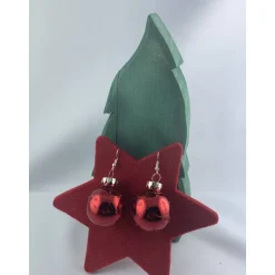 Clearance 3cm rote glänzende Weihnachtskugel-Ohrringe "X-Mas" Glitzerornament * Weihnachtsohrringe * Weihnachtskugelohrrin Weihnachtsaccessoires