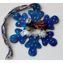 Clearance Collage BLAUER IGELZAUBER Wandbild Wanddeko Herbstdeko Schneeflocke Wandhänger Türdeko Anhänger Igel Handarbeit Herbst